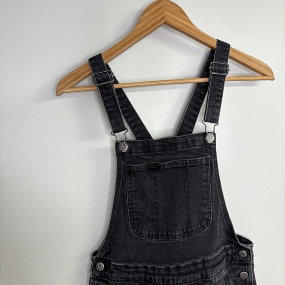 Old Navy Womens Denim Overalls 2 Gray Charcoal Jean Dark Wash Straight Leg Bib - Picture 4 of 10